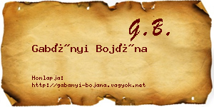 Gabányi Bojána névjegykártya